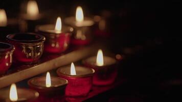 Wax Candles Night Lights Bokeh For Holy Religious Ceremony video