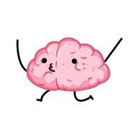 funny brain character cartoon vector illustration