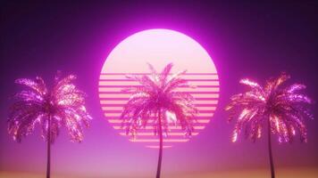 gloeiend palm bomen synthwave backdrop video