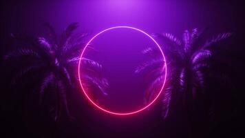 Purple Glowing Frame Between Palm Trees video