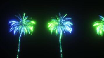 Neon Glowing Palm Trees Background Loop video