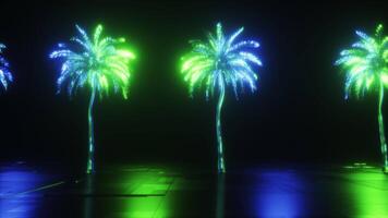 neon gloeiend palm bomen futuristische synthwave achtergrond video