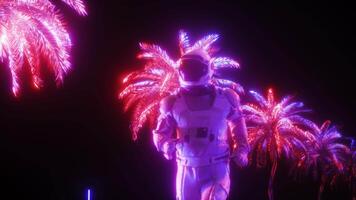 synthwave backdrop van rennen astronaut en palmen video