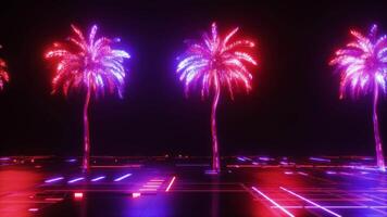 Futuristic Neon Glowing Palm Trees Loop video