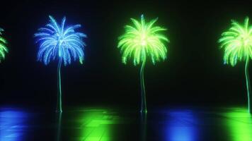 neon gloeiend palm bomen futuristische achtergrond lus video