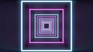 Square Tunnel Loop of abstract neon lights passing in front of the screen. Seamless loops 60fps video