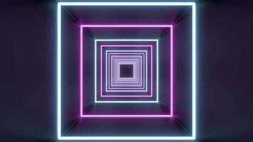 Square Tunnel Loop of abstract neon lights passing in front of the screen. Seamless loops 60fps video