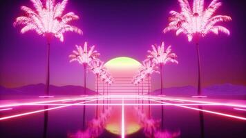 Synthwave Road with Palm Trees Background Loop video