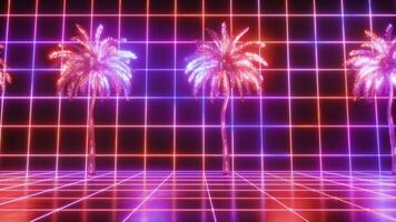 synthwave raggiante palma alberi ciclo continuo video