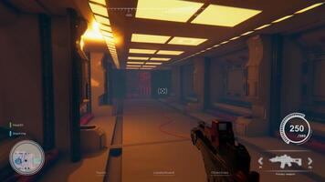 3d primeiro pessoa atirador estrangeiro animação sci fi. jogos hud exibição zombar acima video