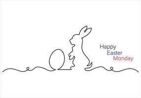 Continuous one line drawing of easter monday out line vector art illustration