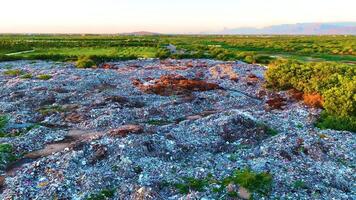 basura tugurio - aéreo ver por un zumbido hacia la izquierda durante amanecer video