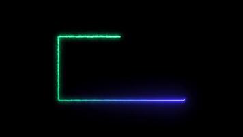 Glowing saber line light frame moves at night. saber frame, neon, abstract colorful saber frame animation background video