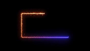 Glowing saber line light frame moves at night. saber frame, neon, abstract colorful saber frame animation background video