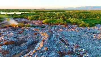 basura tugurio y aves volador - zumbido Disparo video