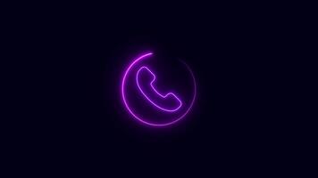 Telephone, Communication concept animated icon, neon phone call icon video