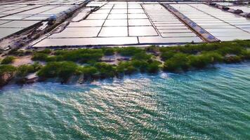 Salt Pans And Ocean - Drone Shot - Rightwards video