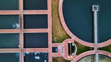 Sewage Treatment Plant - Aerial View - Upwards video