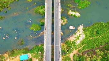 River and Bridge - Drone View - Forwards video