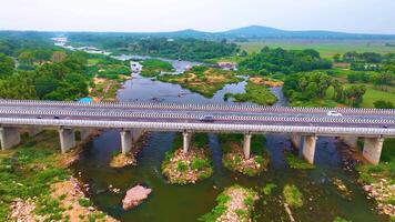 River and Bridge - Aerial View - Forwards video