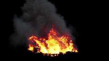 fuoco ardente su incidentato aereo su nero sfondo video