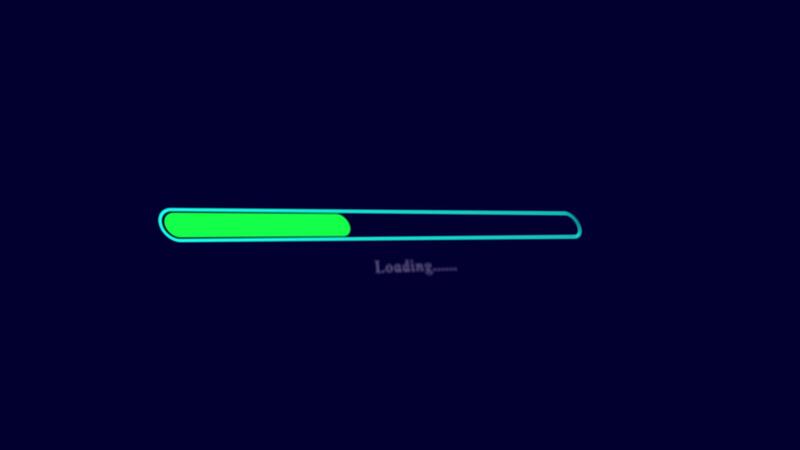 Installation loading bar animation isolated on a black background ...