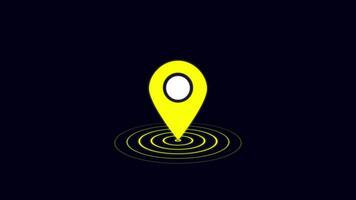 GPS kaart tracker animatie. verschijnen wijzer voor een kaart. looping animatie van rood kaart plaats pin stuiteren video