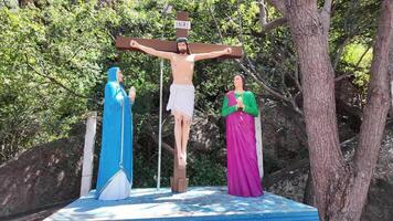 Jesus Statue - Jesus on the Cross  - Forwards Shot video