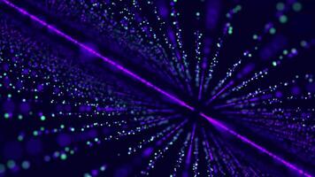 glowing digital cyber wave made of particles and dots moves on a blue background, big data visualization video