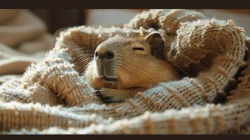 AI generated Small Rodent Resting on Blanket photo