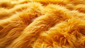 AI generated Bed With Fluffy Yellow Blanket and Teddy Bear photo