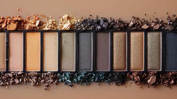 AI generated An unbranded eyeshadow palette featuring neutral shades, highlighting the versatility photo