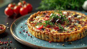 AI generated Plate With a Slice of Quiche photo