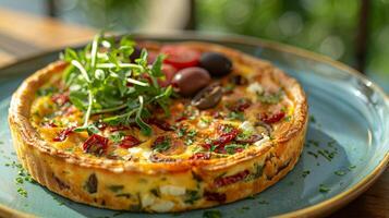 AI generated Plate With a Slice of Quiche photo
