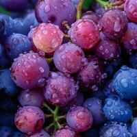AI generated Fresh Grapes With Water Droplets photo