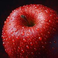 AI generated Red Apple With Water Drops photo