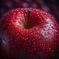 AI generated Red Apple With Water Drops photo