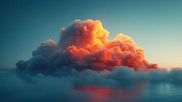 AI generated Massive Cloud of Smoke Drifting Over Water photo
