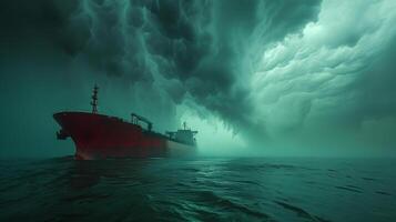 AI generated Large Ship Sailing in Vast Ocean photo