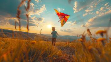 AI generated Person Flying Kite in Field photo