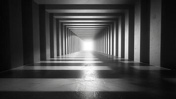 AI generated Long Hallway in Black and White photo