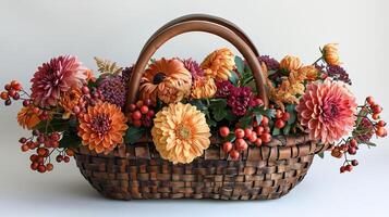 AI generated Basket of Flowers on Table photo