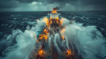 AI generated Large Ship Sails Across Vast Ocean photo