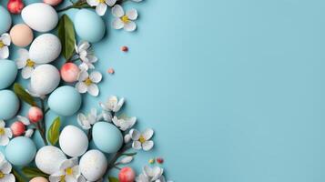 AI generated easter poster template with large copy space for text photo