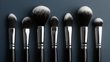 AI generated A clean and sophisticated image of a set of unbranded cosmetic brushes photo