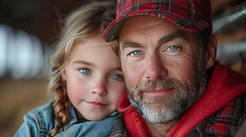 ai generado hombre y pequeño niña posando para un imagen foto