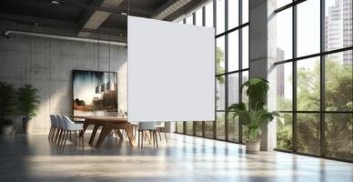 AI generated an empty roll up banner in an empty room photo
