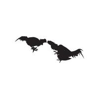 Silhouettes of fighting cocks. Vector illustration isolated on white background