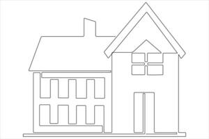 Continuous single line art drawing of a house vector