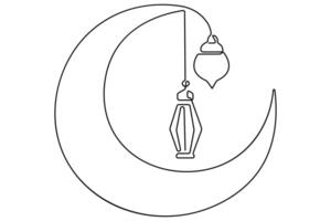 Islamic decoration concept Ramadan Kareem continuous one line art drawing of Eid Mubarak vector illustration